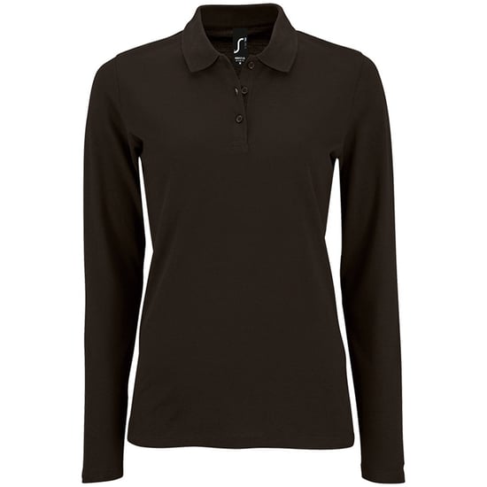 SOLS Dames/dames Perfecte Lange Mouw Pique Polo Shirt (Zwart) - Image 1