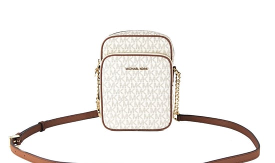 Michael Kors Women's Jet Set Medium Vanilla PVC North South Chain Crossbody Handbag