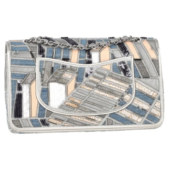 Chanel Medium Classic Patchwork Double Flap Schoudertas in Multicolor Denim - Image 3
