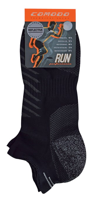 Comodo - Hi Viz Running Socks | Lightweight Anti Blister Sports Socks - Black - Image 2