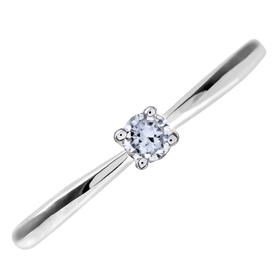 Engagement Ring, 9ct White Gold IJ/I Round Brilliant Diamond Ring, 0.10ct Diamond Weight