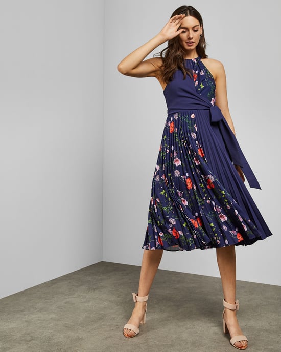 Ted Baker Pritee Hedgerow Pleat Detail Dress, Dark Blue