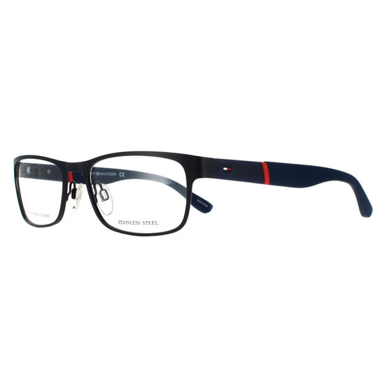 Tommy Hilfiger Rectangular Mens Matte Blue Glasses Frames