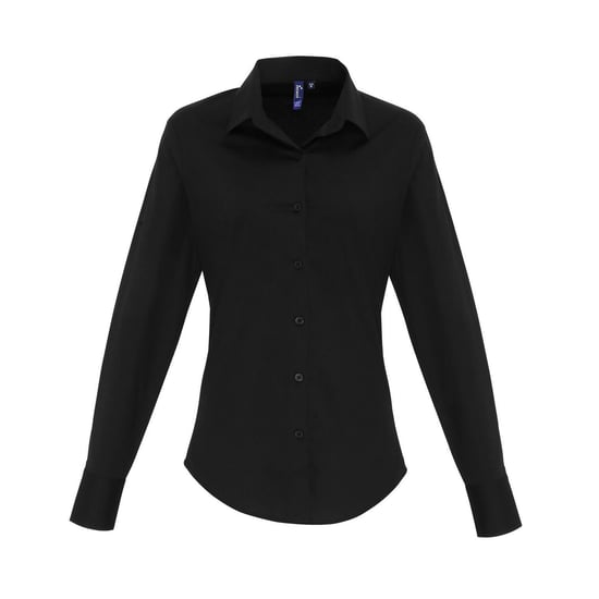 Premier Dames/Dames Popeline Stretch Shirt Met Lange Mouwen (Zwart) - Image 1