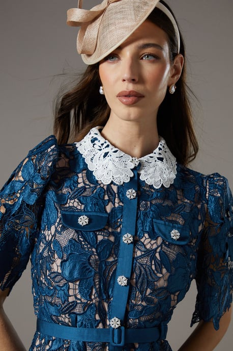 Lace Shirt Dress Contrast Colour