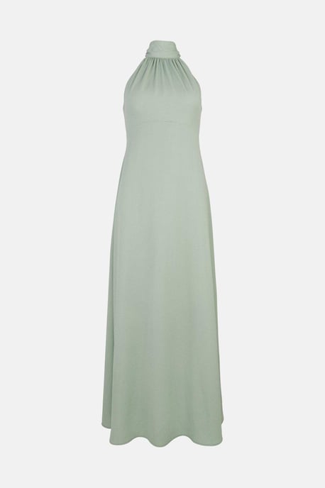 Satin Halter Neck Midi Bridesmaids Dress - Image 4
