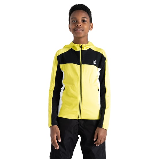 Dare 2B Childrens/Kids Thriving Core Stretch Hooded Midlayer (Black/Yellow Plum)