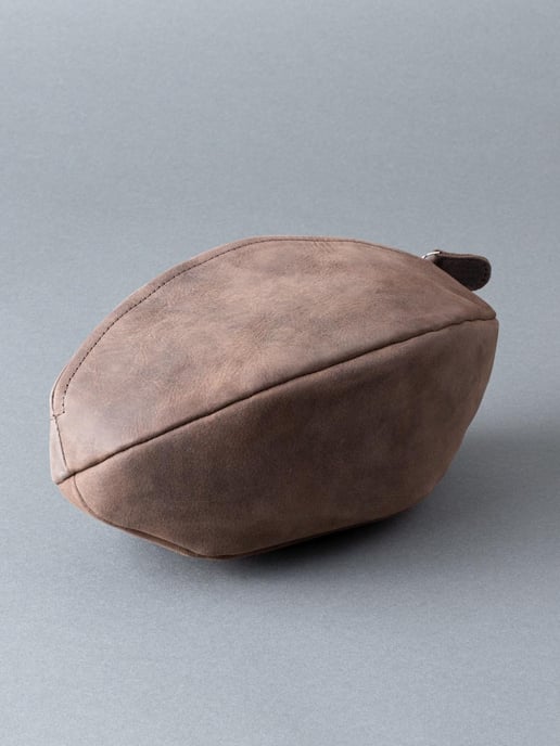 Hunter Rugby Ball Leather Wash Bag in Chocolate