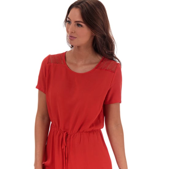 Women's Jacqueline de Yong Summer Lace Trim Dress in Red - Image 4