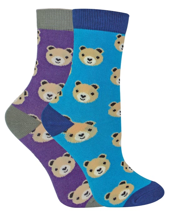 Mr Heron - 2 Pairs Boys Bamboo Animal Patterned Socks - Bears - Image 1
