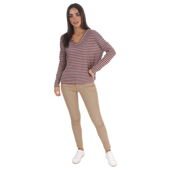 Women's Jacqueline de Yong Harlow LS Tonsy V-Neck Top in Rose