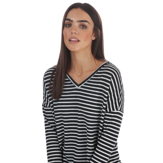 Women's Jacqueline de Yong Harlow LS Tonsy V-Neck Top in Navy