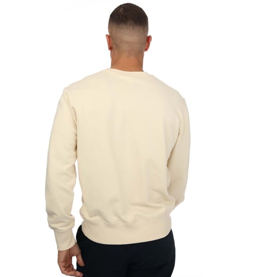 Men's Champion Crew Neck Small Script Logo Sweatshirt in Sand