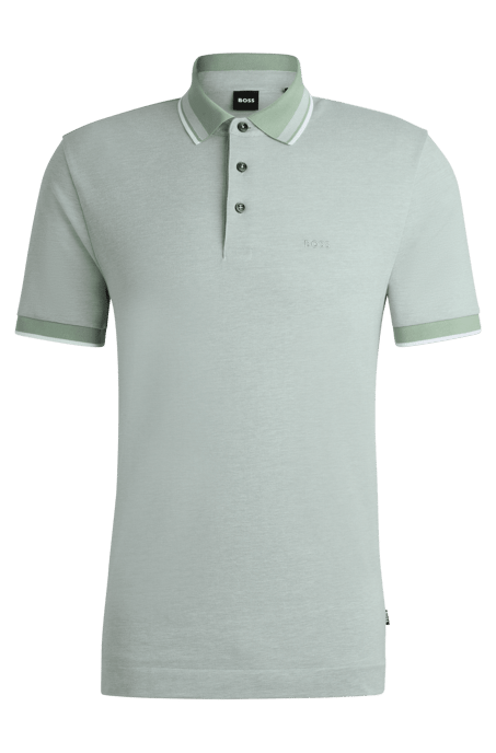 Men's Hugo Boss Logo Detail Oxford Cotton Piqué Polo Shirt in Green