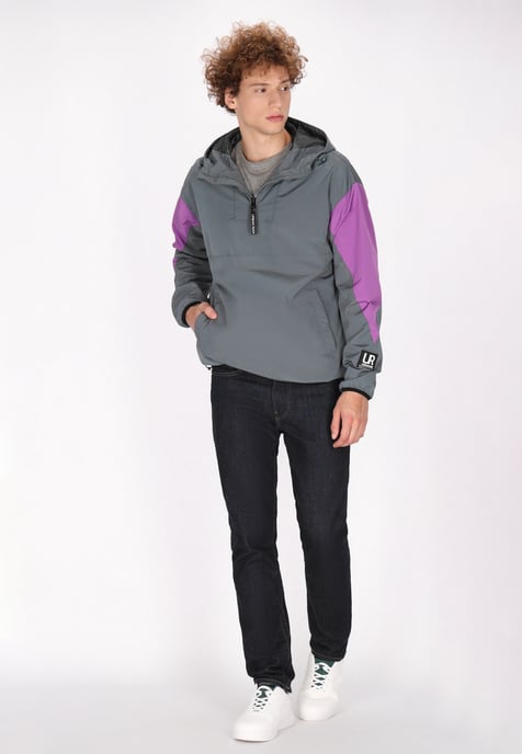 Schmuddelwedda Blouson Heren Grijsblauw kleurblok - Image 2