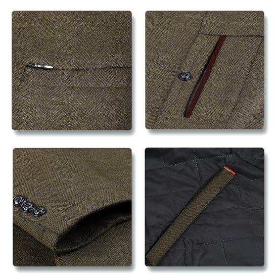 Kort Slim Fit-kappa för män med ståkrage Business Casual Ullöverrock Khaki - Image 4