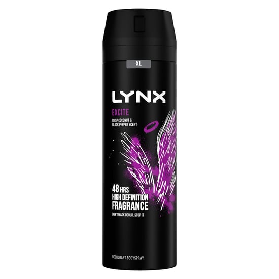 Lynx XL 48-H High Definition Fragrance Excite Body Spray Deodorant 3 Pack, 200ml