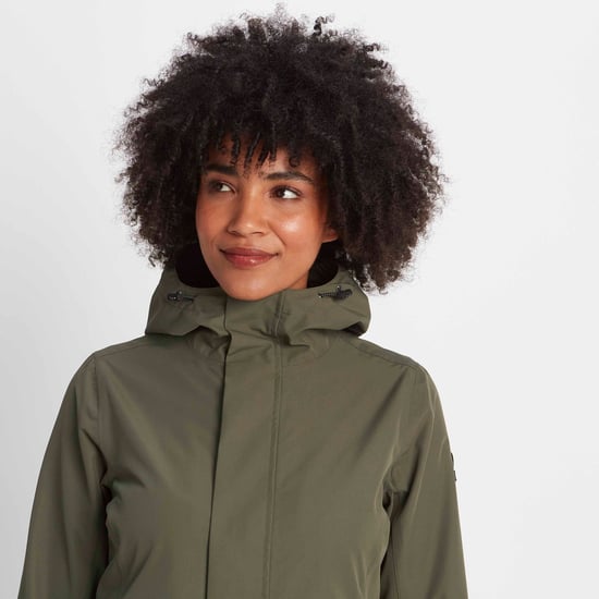 Saunter Womens Long Waterproof Jacket Khaki - Image 3