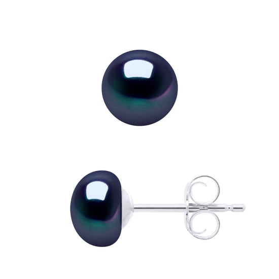 Earrings of Silver 925 and Real Cultured Freshwater Pearls Button 6-7 mm