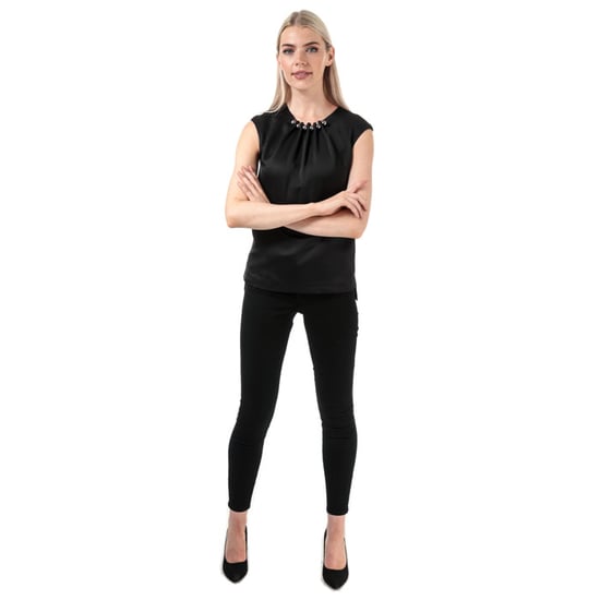 Women's Ted Baker Camble Folded Bead Neck Top in Black