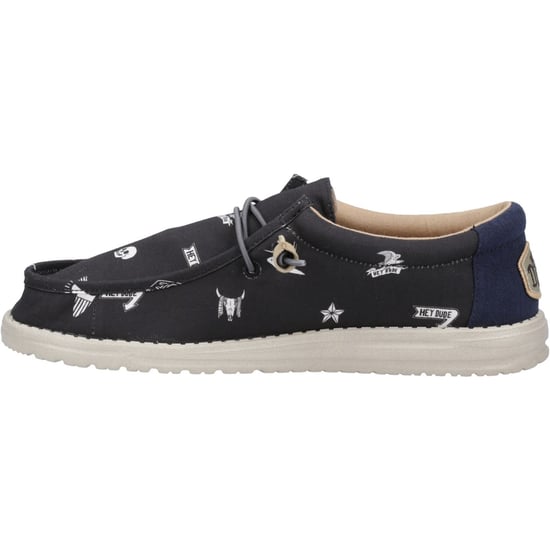 HEYDUDE Wally Stars n Skulls 100% Bomull Herr Svarta Båtskor - Image 6