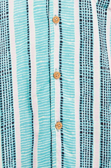 Short Sleeve Revere Collar Aztec Shirt in Mint