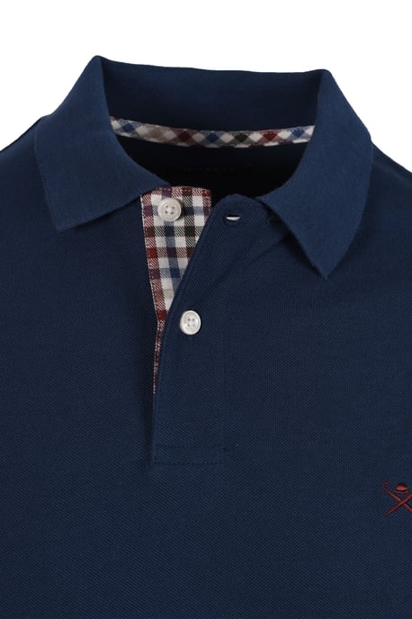 Hackett Woven Trim Polo Shirt Dark Denim
