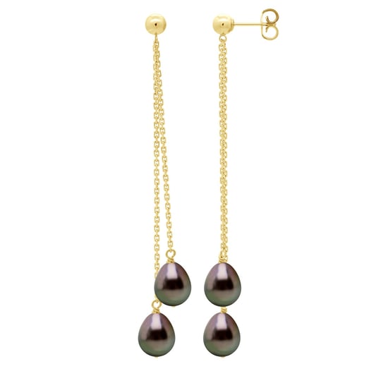 Hanging Earrings - Real Cultured Tahiti Pearls Pear 7-8 mm - Image 1