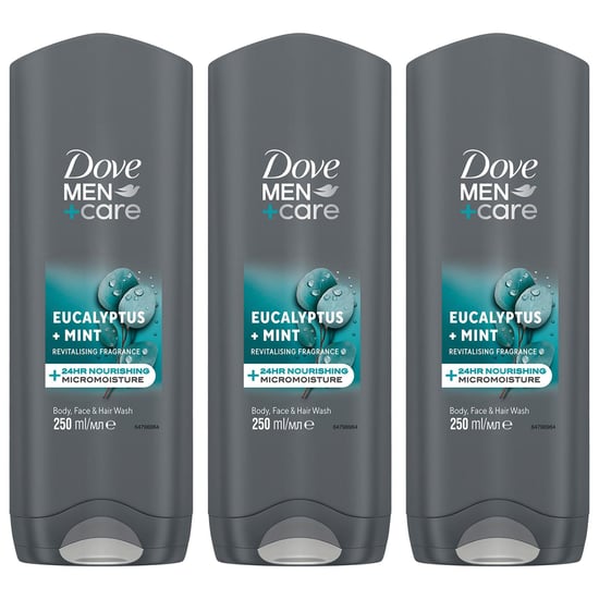 Dove Men+Care 3 in 1 Body, Face & Hair Wash Eucalyptus + Mint 250ml, 3 Pack