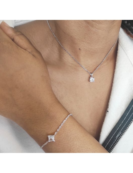 Simple Square Calle Set - Silver and Crystal - Image 2