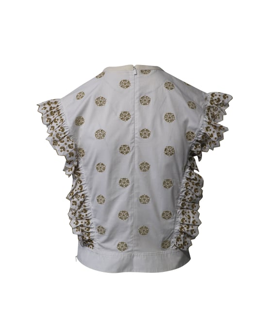 Chloe Broderie Anglaise Crop Top i Vit Bomull - Image 3