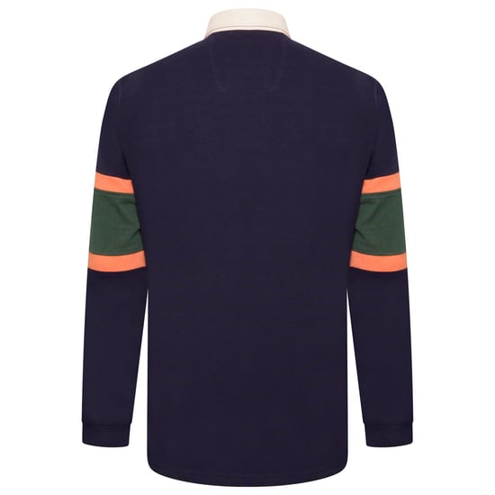 Grey Hawk Long Sleeve Rugby Polo Shirt in Navy