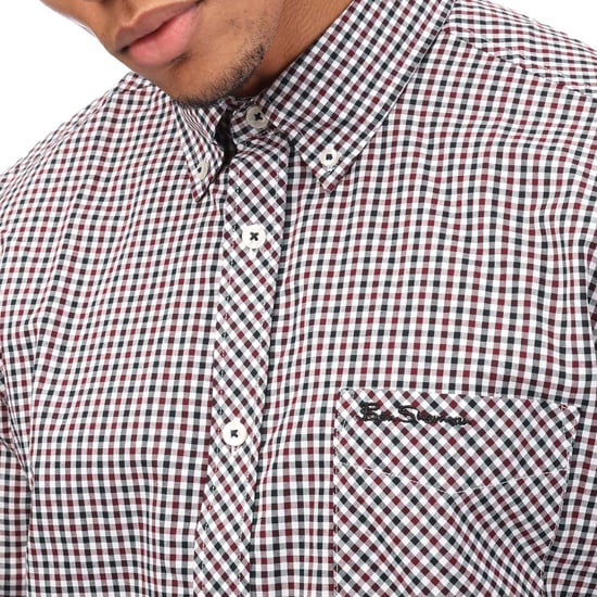 Men's Ben Sherman Gingham Check Shirt in wine