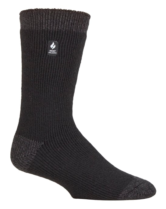 Heat Holders - Extra tjocka termosockor för herrar för vintern | Varma fluffiga fleeceisolerade sockor | Gåvor till män - Svart / Charcoal Heel & Toe (Berlin) - Image 1