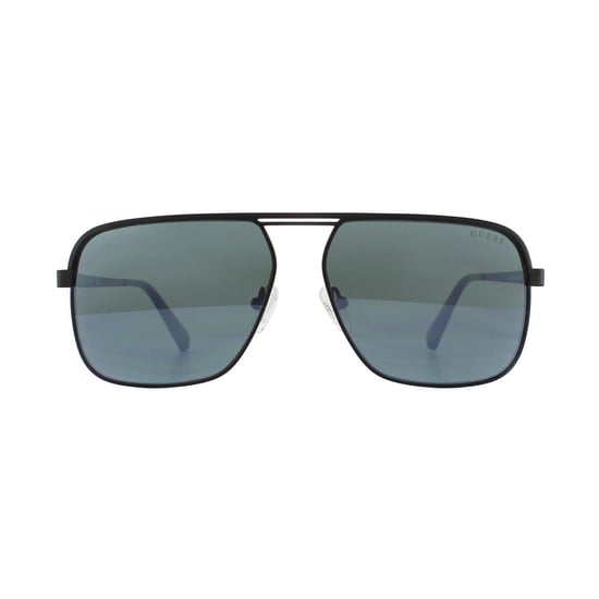 Guess Square Mens Matte Black Green Mirror Sunglasses