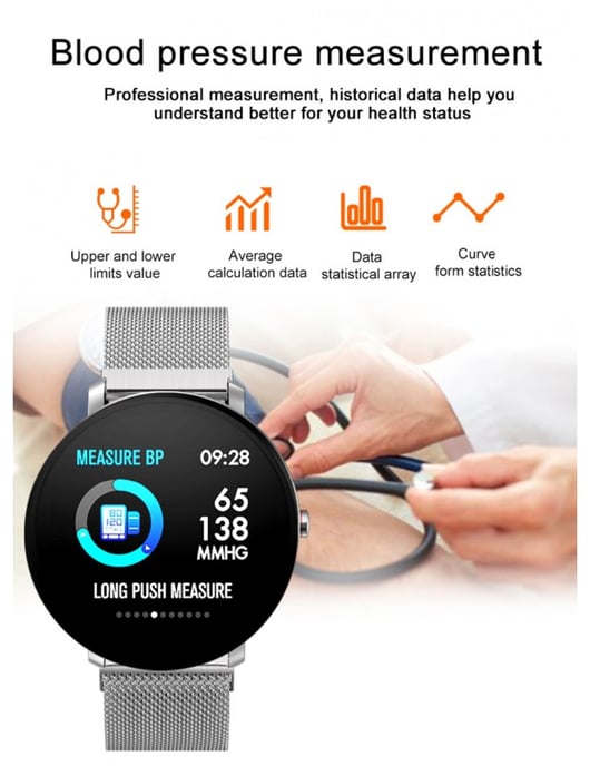 LKS Smartatch K9 Multifunctional Bluetooth, Silver metal strap