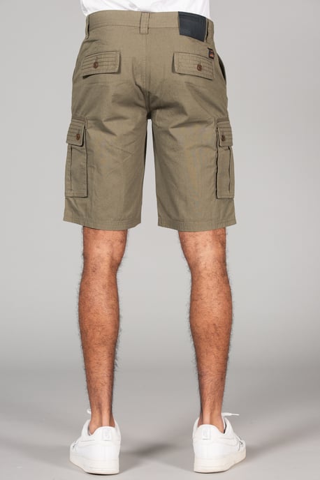 Olive Cotton Cargo-Style Short With Pockets