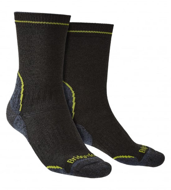 Bridgedale - Mens Hiking Lightweight Boot Socks - Black / Lime - Image 1