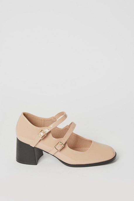 Valerie Square Toe Double Strap Mary Jane Court Shoes