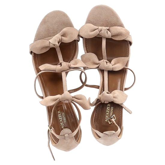 Aquazzura St Tropez Bow 50mm Sandal in Beige Suede - Image 3