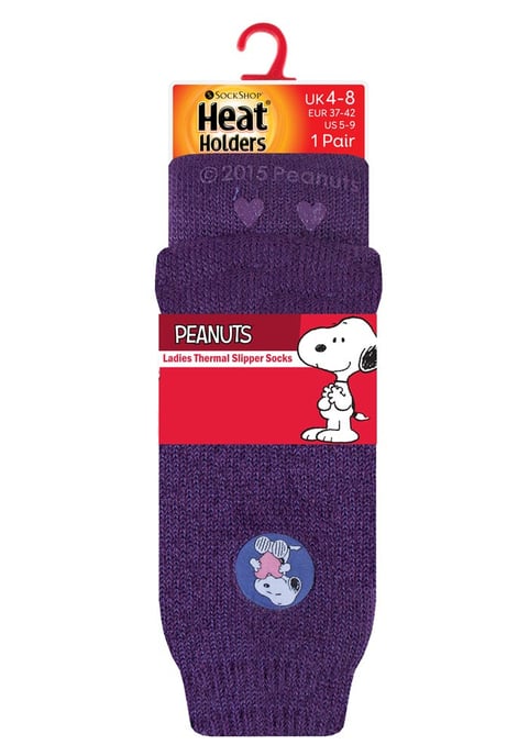 Värmehållare - Damer Tjocka Söta Mjuka Halkfria Inomhus Mysiga Ior Termiska Tofflor Sockor med Grepp - Peanuts - Image 2
