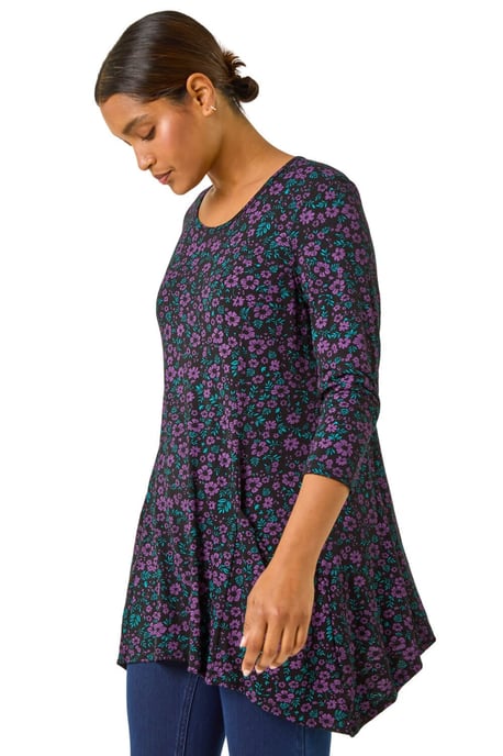 Ditsy Floral Stretch Tunic Top