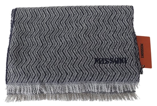 Missoni Mannen Grijs Zigzagpatroon Kasjmier Unisex Nek Wikkel Sjaal - Image 4