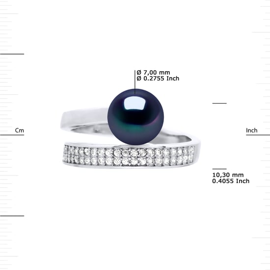 Ring Rush Adjustable Round Freshwater Pearl Jewelry 7-8mm Black 925
