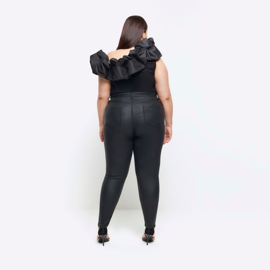River Island Womens Skinny Jeans Plus Black Coated High Waisted