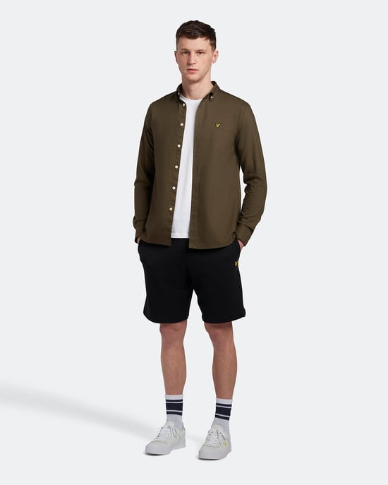 Lyle & Scott Regular Fit Light Weight Oxford Shirt in Olive - Image 2