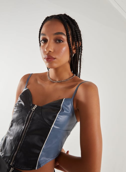 PU Zip Up Corset
