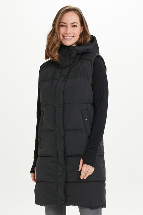 Black Longline Padded Gilet With Hood