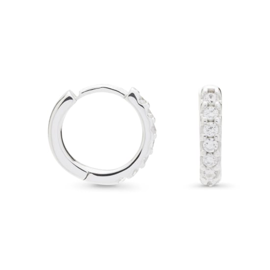 Luxenter hoepel oorbellen, 925 sterling zilver, leofcar en glanzende zirkonia met gerhodineerde afwerking - Image 1