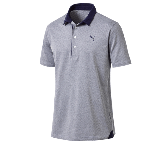 Puma Diamond Jaquard Grey/Navy Performance Fit Mens Golf Polo Shirt 576125 01